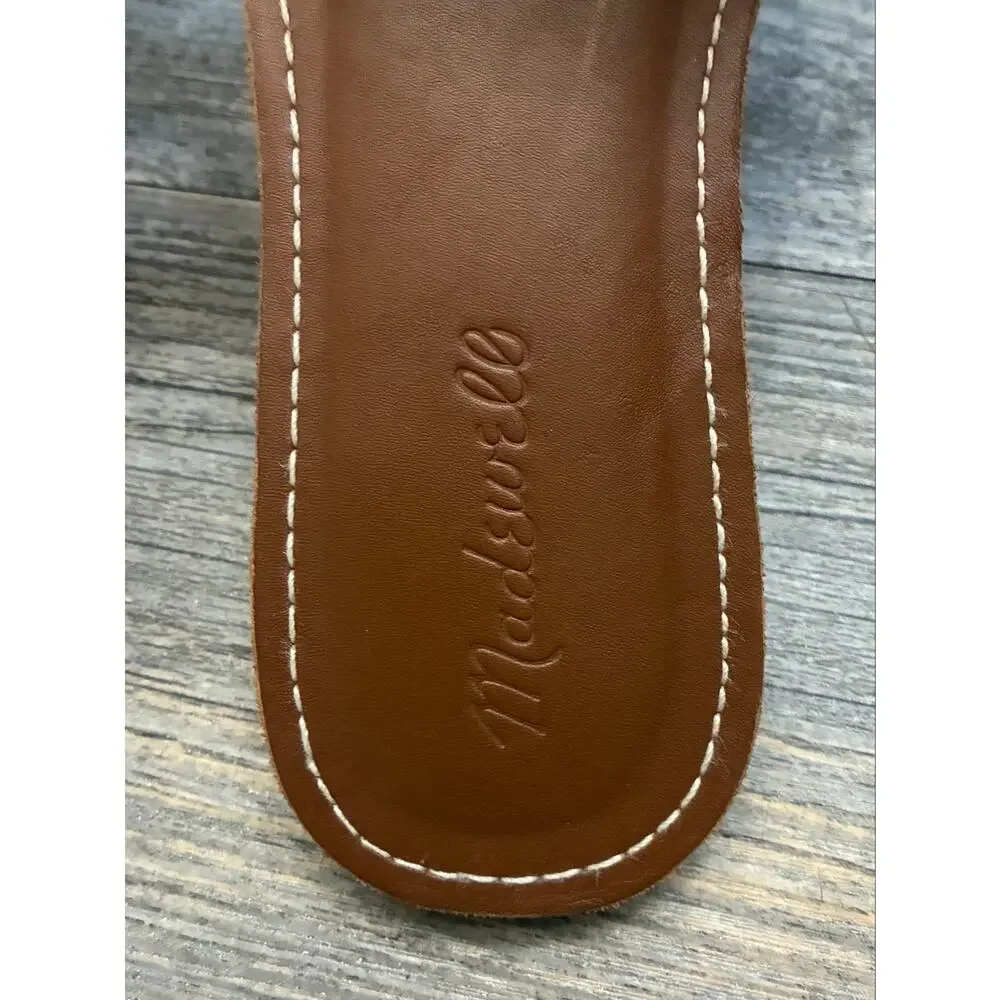 Madewell Boardwalk Post Slide Sandals  Camel Brown Slip On Flats Minimalist 8.5
